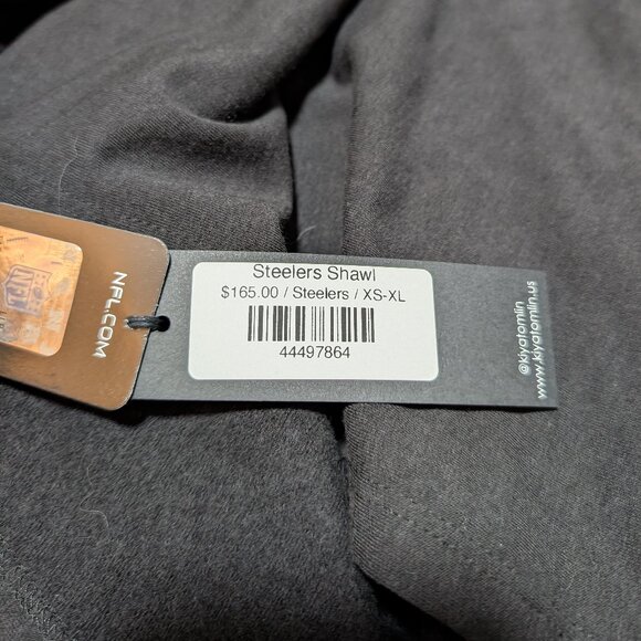 Kiya Tomlin Women's‎ Pittsburgh Steelers Black Gold Shawl Wrap 33 Patch New OS - Picture 7 of 9